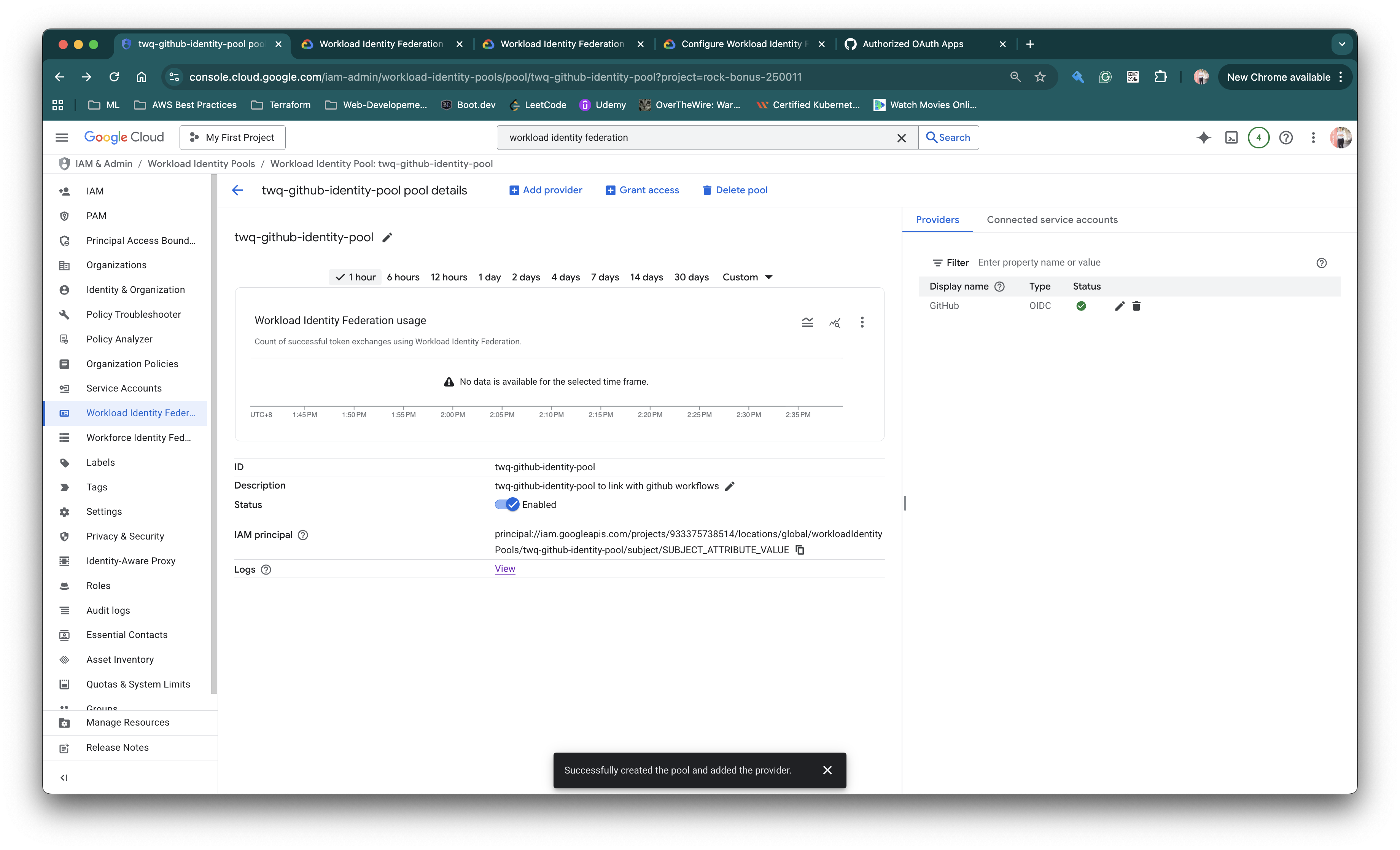 workload-identity-pool-created